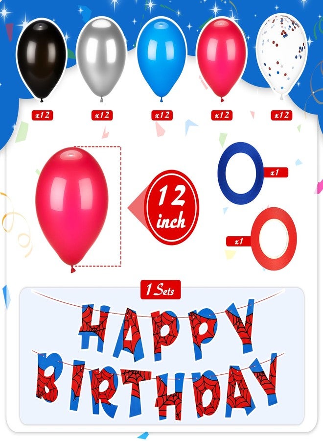 LaRandom Spider Web Birthday Party Decorations, Spider Theme Party Supplies, Red Black, and Blue Tinsel Foil Fringe Curtains Backdrop, Balloons and Banner Streamer for Birthday Decor - Image 4